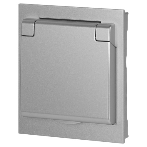 Розетка Эра Arktik 16-2103-03 с заземлением 2P+E Schuko со шторками с крышкой 16А-250В алюминий Б0070436