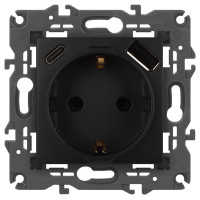Розетка со шторками с USB type-A+C Эра Elegance 14-4108-05 Б0067724