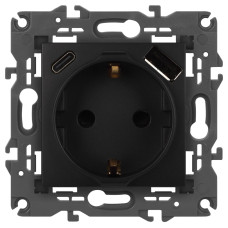 Розетка со шторками с USB type-A+C Эра Elegance 14-4108-05 Б0067724