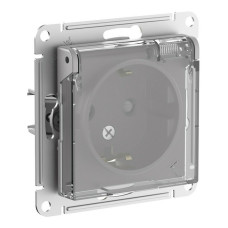 Розетка с/з со шторками с прозрач. крышк, 16А,IP44, мех Systeme Electric AtlasDesign Aqua Алюминий ATN440346
