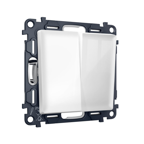 Комплект механизма 2-клавишного перекрестного выключателя 10A-250V Alfa Белый глянец Quant Ambrella Volt MA103030 (AP1030, VM125)