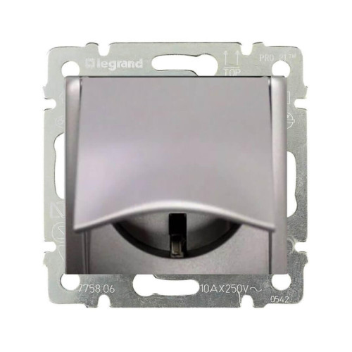 Розетка 2К+3 Legrand Valena 16A 250V с/з с крышкой винтовой зажим алюминий 770122