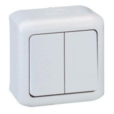 Переключатель двухклавишный на 2 направления Legrand Quteo 10A 250V IP44 белый 782301