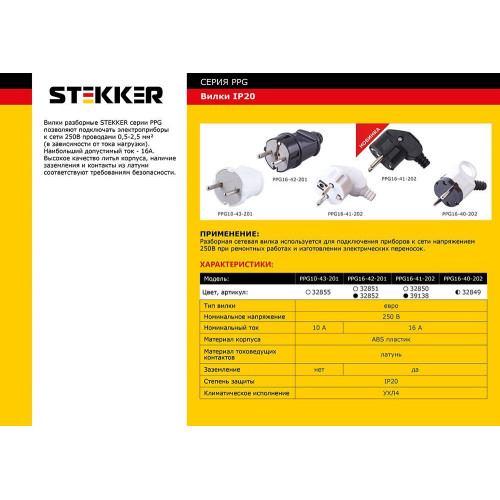 Вилка угловая Stekker PPG16-41-202 39138