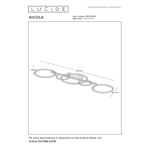 Потолочный светильник Lucide Nicola 53112/36/41