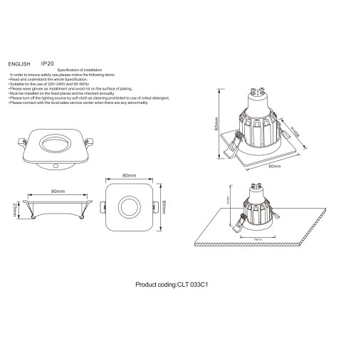 Встраиваемый светильник Crystal Lux CLT 033 CLT 033C1 WH