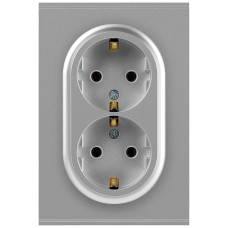 Розетка Эра Arktik 16-2105-03 двойная с заземлением 2X2P+E Schuko со шторками 16А-250В алюминий Б0070456