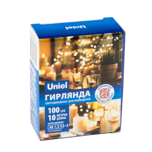 Светодиодная гирлянда Uniel Роса (UL-00005483) разноцветный ULD-S1000-100/SCB/3AA Multi IP20 Dew
