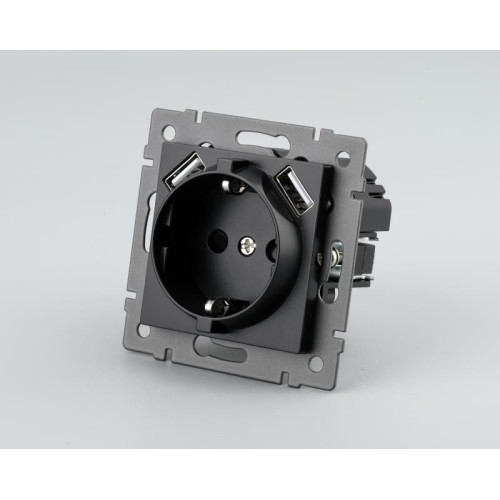 Механизм розетки с USB зарядкой Arlight SCT-MUAA-PL-BK-V (250V, 16A) 049819