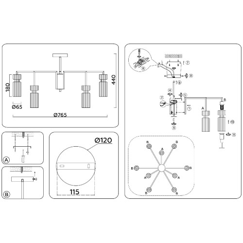 Люстра на штанге Ambrella Light High Light Heigh Light LH56117