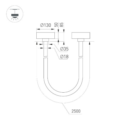 Подвесной светильник Arlight SP-TROPIC-SURFACE-R18-L2500-36W Day4000 (BK, 360 deg, 230V) 043395
