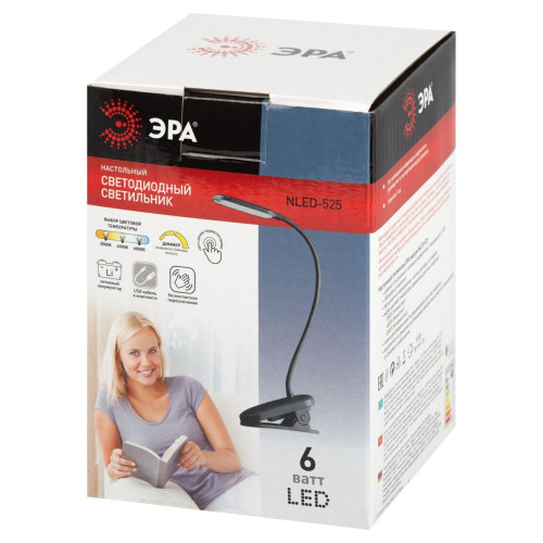 Настольная аккумуляторная лампа Эра NLED-525-6W-BK Б0068549