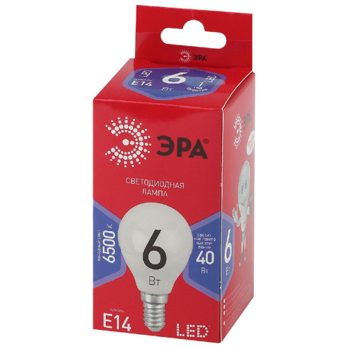 Лампа светодиодная Эра E14 6W 6500K LED P45-6W-865-E14 R Б0045356