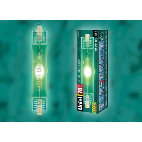 Лампа металлогалогенная линейная (04848) Uniel R7s 70W прозрачная MH-DE-70/GREEN/R7s