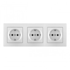 Розетка тройная (трехпостовая) с/з и шторками Arte Milano SET06-3-40-1x3 silver