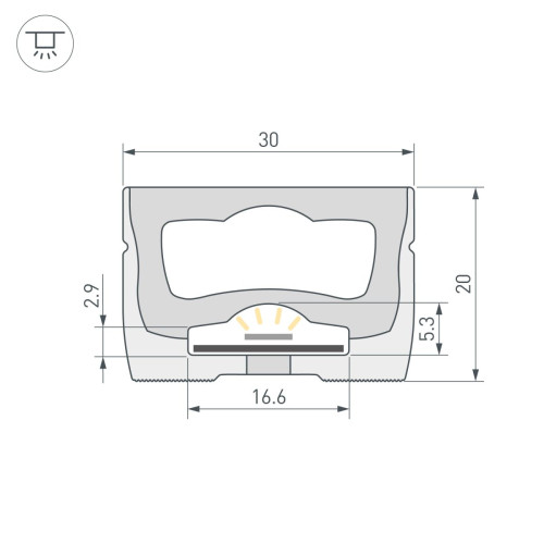 Силиконовый профиль Arlight WPH-FLEX-3020-TOP-S16-20m WHITE (Силикон) 062840