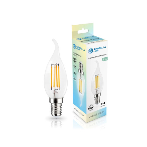 Филаментная светодиодная лампа Ambrella Light Bulbing E14 15W 4000K свеча на ветру 351524