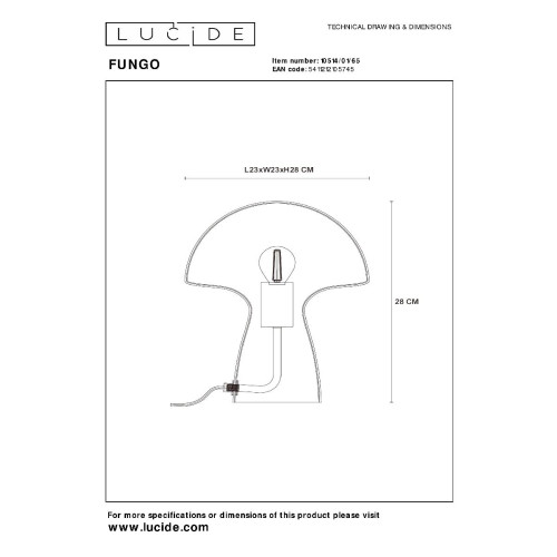 Настольная лампа Lucide Fungo 10514/01/65