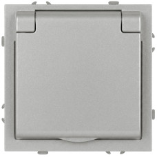 Розетка Эра Galaxy 15-2103-03 c заземлением 2P+E Schuko со шторками с крышкой 16А-250В IP20 алюминий Б0070662