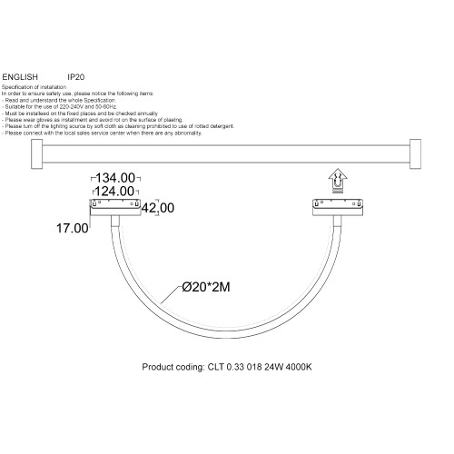 Трековый магнитный светильник Crystal Lux CLT 0.33 018 24W BL 4000K