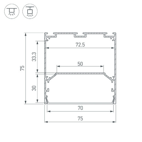 Алюминиевый профиль Arlight LINE-S-7575-2500 WHITE 041859