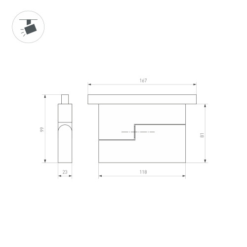 Трековый светильник Arlight MAG-ORIENT-FLAT-FOLD-S195-6W Day4000 (BK, 80 deg, 48V, DALI) 034658(1)