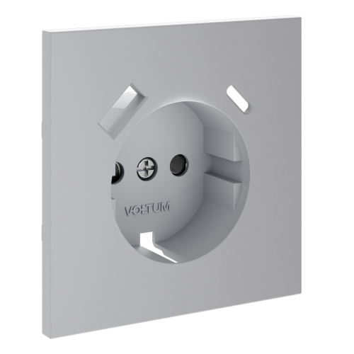 Накладка для розетки с заземлением и защитными шторками, с USB A+C Voltum S70 (серый) VLS001016