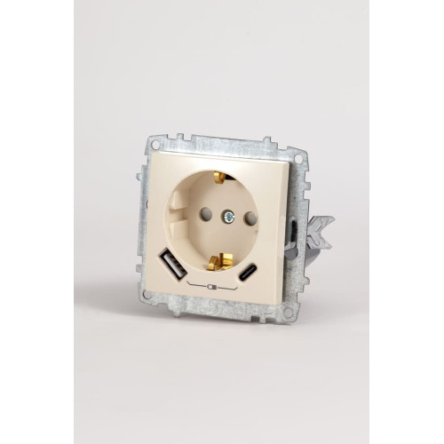 Розетка с/з зарядка (Type C+USB) ELBI Zena Vega 609-010300-334