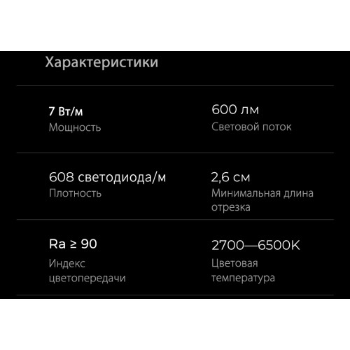 Светодиодная лента Yeelight Pro COB 24В, 7Вт, 2700-6500К, 10мм, 5м