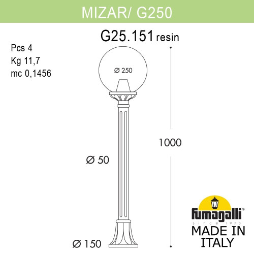 Ландшафтный светильник Fumagalli Globe 250 G25.151.000.BXF1R