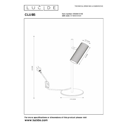 Настольная лампа Lucide Clubs 09539/01/30