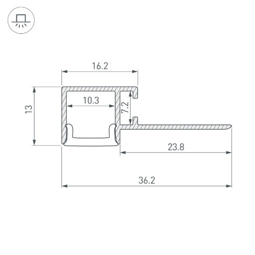 Профиль Arlight FANTOM-BENT-W12-TOP-EDGE-2000 ANOD 040328(1)