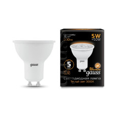 Лампа светодиодная Gauss GU10 5W 2700K матовая 101506105