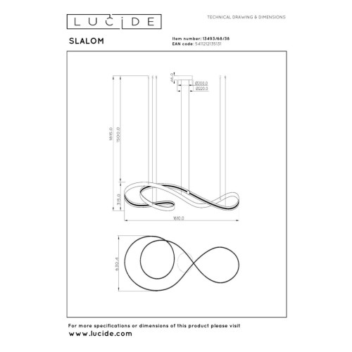 Подвесной светильник Lucide Slalom 13493/68/38