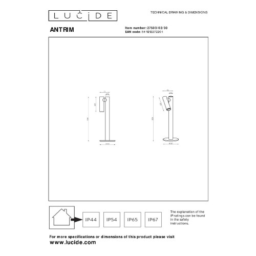 Настольная лампа Lucide Antrim 27503/02/30