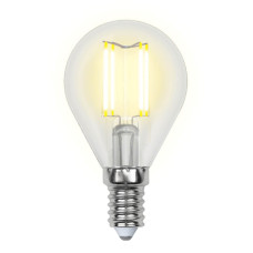 Лампа светодиодная филаментная (UL-00002201) Uniel E14 6W 3000K прозрачная LED-G45-6W/WW/E14/CL GLA01TR