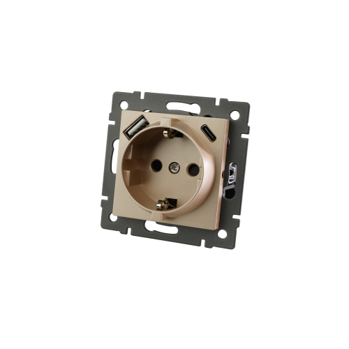 Механизм розетки с USB зарядкой Arlight SCT-MUAC-PL-GD-V (250V, 16A) 049832