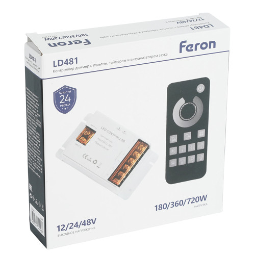 Контроллер диммер с пультом, таймером и визуализатором звука Feron LD481 12-24-48V 52096