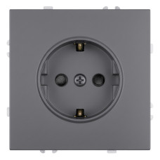 Розетка 1-местная с з/ш с/з (механизм) СЗК Stekker Эмили 250В 16А RST16-5110-10ZK платиново-серый soft touch 50243