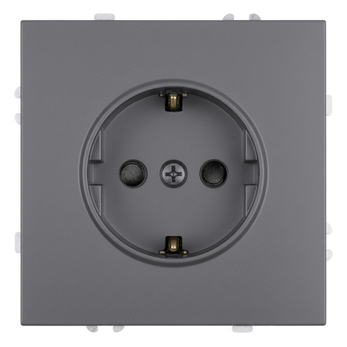 Розетка 1-местная с з/ш с/з (механизм) СЗК Stekker Эмили 250В 16А RST16-5110-10ZK платиново-серый soft touch 50243