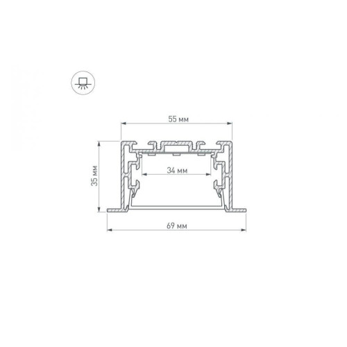 Профиль с экраном Arlight S2-LINIA69-F-2500 ANOD+OPAL 021177