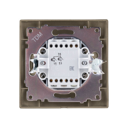 Выключатель двухклавишный с подсветкой Лама TDM Electric SQ1815-0705