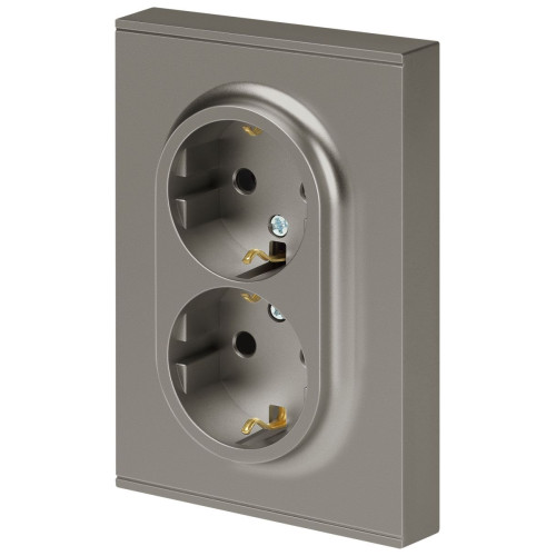 Розетка Эра Arktik 16-2104-07 двойная с заземлением 2X2P+E Schuko 16А-250В титан Б0070450