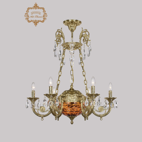 Подвесная люстра Art Classic 31.44.6.KR175SP.250IT.G.Sp.Amber.1D Подвесная люстра Art Classic 31.44.6.KR175SP.250IT.G.Sp.Amber.1D