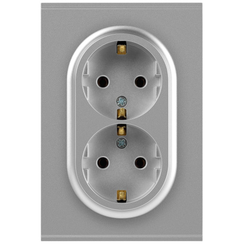 Розетка Эра Arktik 16-2104-03 двойная с заземлением 2X2P+E Schuko 16А-250В алюминий Б0070446