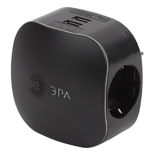Разветвитель электрический Эра SP-3e-USB-BLACK Б0046364