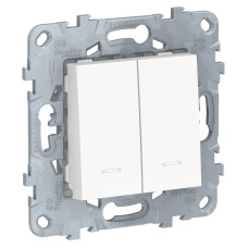 Переключатель двухклавишный с подсветкой Schneider Electric Unica New NU521318N