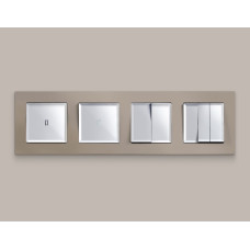 Комплект механизма 2-клавишного перекрестного выключателя 10A-250V Alfa Серебро глянец Quant Ambrella Volt MA403030 (AP4030, VM125)