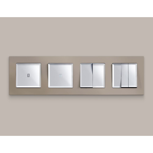 Комплект механизма 2-клавишного перекрестного выключателя 10A-250V Alfa Серебро глянец Quant Ambrella Volt MA403030 (AP4030, VM125)