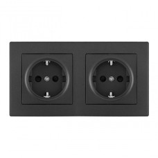 Розетка двойная (двухпостовая) с/з и шторками Arte Milano SET06-2-40-1x2 black